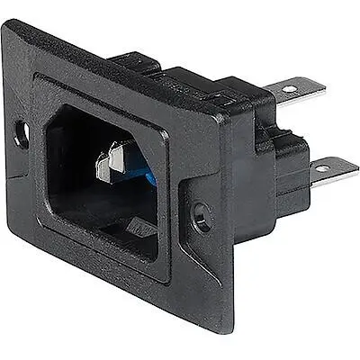 Panel plug C14, 3 pole, screw mounting, plug-in connection, black, 3-134-880 - 1