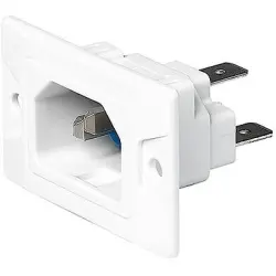 Panel plug C14, 3 pole, screw mounting, plug-in connection, white, 3-137-753