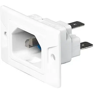 Panel plug C14, 3 pole, screw mounting, plug-in connection, white, 3-137-753 - 1