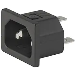 Panel plug C14, 3 pole, snap-in, plug-in connection, black, 6162.0026