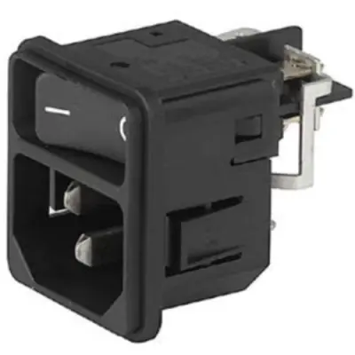 Combination element plug C14, 3 pole, snap-in, plug-in connection, black, DC11.0001.203 - 1