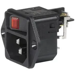 Combination element plug C14, 3 pole, screw mounting, plug-in connection, black, DC11.0021.001