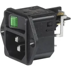 Combination element plug C14, 3 pole, screw mounting, plug-in connection, black, DC11.0031.001