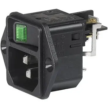 Combination element plug C14, 3 pole, screw mounting, plug-in connection, black, DC11.0031.001 - 1