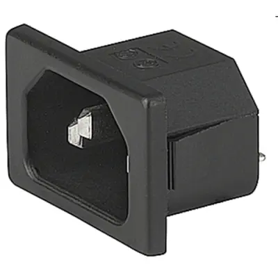Panel plug C14, 3 pole, snap-in, plug-in connection, black, 6162.0009 - 1