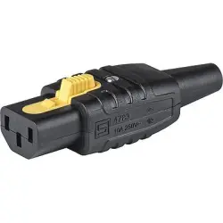 Jack C13, 3 pole, cable assembly, screw connection, 0.75 mm², black, 3-122-073