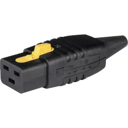 Jack C19, 3 pole, cable assembly, screw connection, 1.5 mm², black, 3-152-192