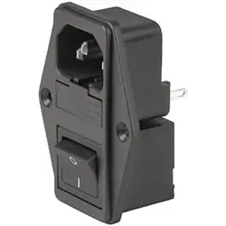 Combination element plug C14, 3 pole, screw mounting, solder connection, black, 4304.6079