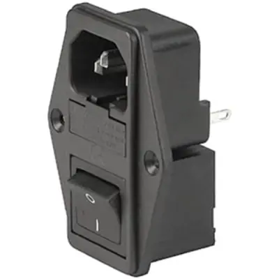 Combination element plug C14, 3 pole, screw mounting, solder connection, black, 4304.6079 - 1