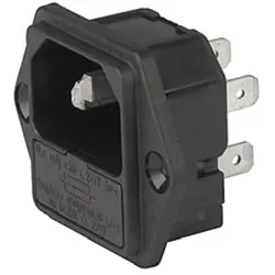 Combination element plug C14, 3 pole, screw mounting, solder connection, black, 6200.2100