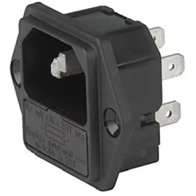 Combination element plug C14, 3 pole, screw mounting, solder connection, black, 6200.2100 - 1