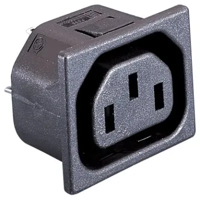Panel socket F, 3 pole, snap-in, solder connection, black, PX0695/20/28 - 1