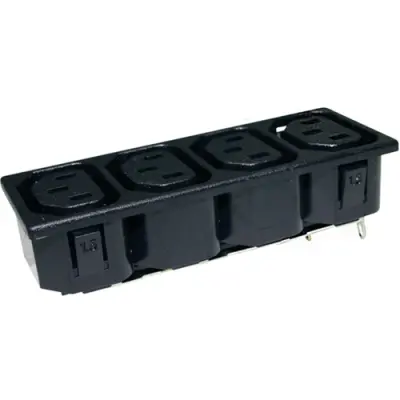 Panel socket 4-fold F, 3 pole, snap-in, solder connection, black, PX0717/4/15/ST - 1