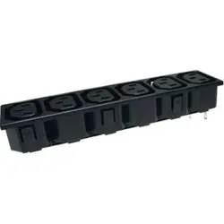 Panel socket 6-fold F, 3 pole, snap-in, solder connection, black, PX0717/6/15/ST