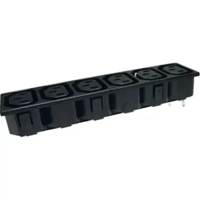 Panel socket 6-fold F, 3 pole, snap-in, solder connection, black, PX0717/6/15/ST - 1