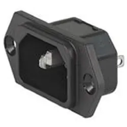 Panel plug C14, 3 pole, screw mounting, solder connection, black, 6100.3100