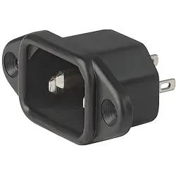 Panel plug C14, 3 pole, screw mounting, solder connection, black, 6162.0046