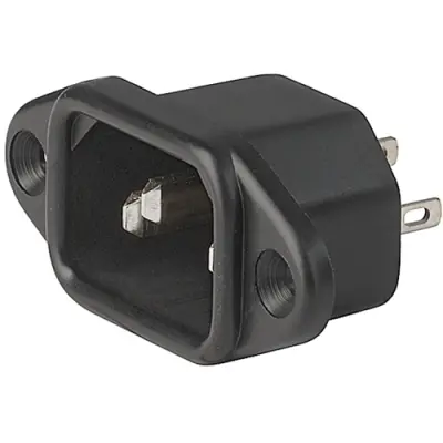 Panel plug C14, 3 pole, screw mounting, plug-in connection, black, 6162.0057 - 1