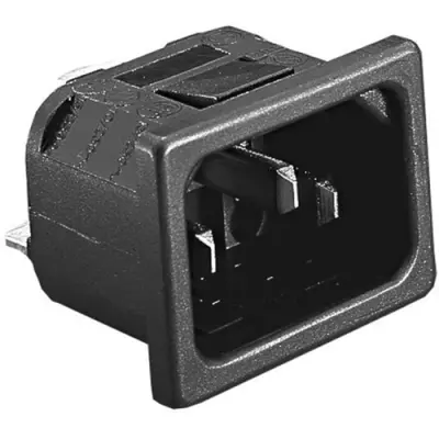 Panel plug C14, 3 pole, snap-in, plug-in connection, black, PX0575/10/63 - 1