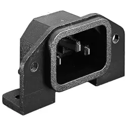 Panel plug C14, 3 pole, screw mounting, PCB connection, black, PX0580/PC