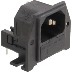 Combination element plug C14, 3 pole, PCB mounting, solder connection, black, PF0030/PC