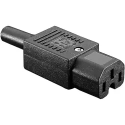 Jack C15, 3 pole, cable assembly, screw connection, black, PX0597