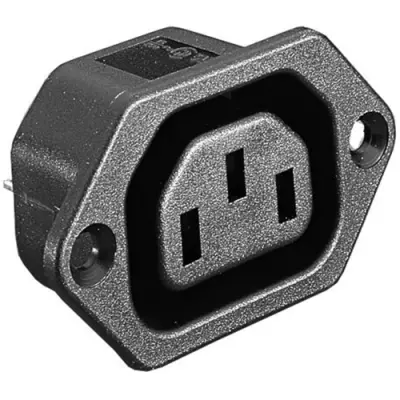 Panel socket F, 3 pole, screw mounting, plug-in connection, black, PX0675/63 - 1