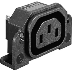Panel socket F, 3 pole, screw mounting, PCB connection, black, PX0675/PC