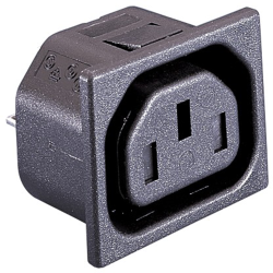 Panel socket F, 3 pole, snap-in, plug-in connection, black, PX0783/15/63