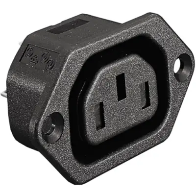 Panel socket F, 3 pole, screw mounting, plug-in connection, black, PX0793/63 - 1