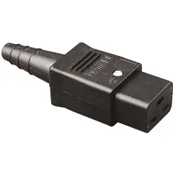 Jack C19, 3 pole, cable assembly, screw connection, 2.5 mm², black, PX0599