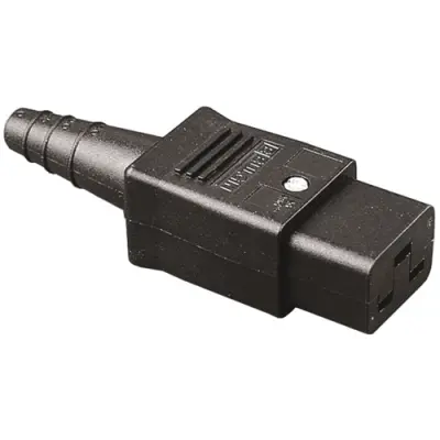 Jack C19, 3 pole, cable assembly, screw connection, 2.5 mm², black, PX0599 - 1