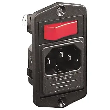 Combination element plug C14, 3 pole, screw mounting, plug-in connection, black, BVA01/Z0000/01 - 1