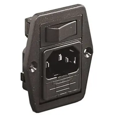 Combination element plug C14, 3 pole, screw mounting, plug-in connection, black, BVB01/Z0000/01 - 1