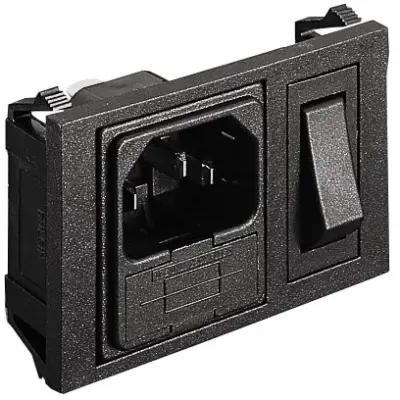 Combination element plug C14, 3 pole, screw mounting, plug-in connection, black, BZH01/Z0000/02 - 1