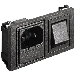 Combination element plug C14, 3 pole, screw mounting, plug-in connection, black, BZH01/Z0000/10