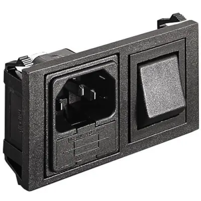 Combination element plug C14, 3 pole, screw mounting, plug-in connection, black, BZH01/Z0000/10 - 1