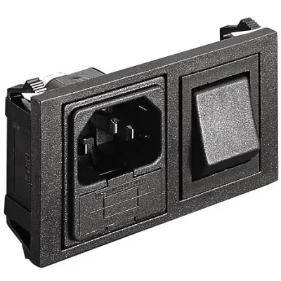 Combination element plug C14, 3 pole, screw mounting, plug-in connection, black, BZH01/Z0000/11 - 1