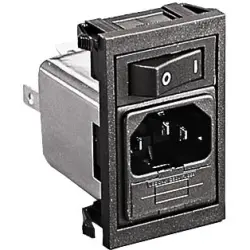 Combination element plug C14, 3 pole, snap-in, plug-in connection, black, BZV01/A0620/02