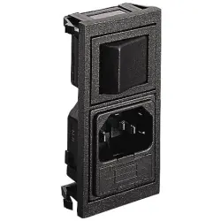 Combination element plug C14, 3 pole, snap-in, plug-in connection, black, BZV01/A0620/11
