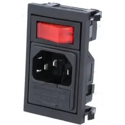 Combination element plug C14, 3 pole, snap-in, plug-in connection, black, BZV01/Z0000/02