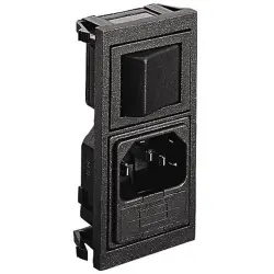 Combination element plug C14, 3 pole, snap-in, plug-in connection, black, BZV01/Z0000/10