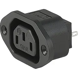 Panel socket F, 3 pole, screw mounting, solder connection, black, 6182.0028