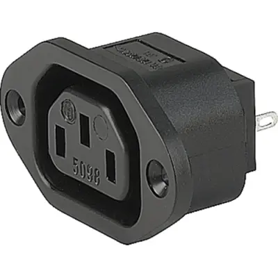 Panel socket F, 3 pole, screw mounting, solder connection, black, 6182.0028 - 1