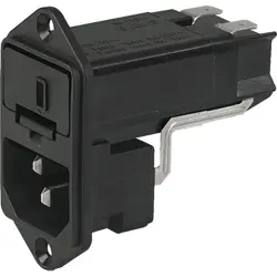 Combination element plug C14, 3 pole, screw mounting, plug-in connection, black, 4303.0061