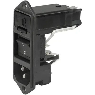 Combination element plug C14, 3 pole, screw mounting, plug-in connection, black, KD14.4101.151 - 1