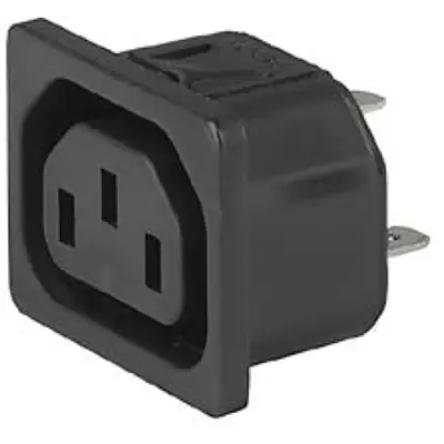 Panel socket F, 3 pole, snap-in, plug-in connection, black, 6600.4315 - 1