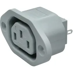 Panel socket F, 3 pole, screw mounting, solder connection, gray, 6182.0030