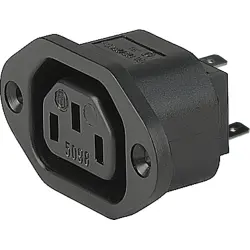 Panel socket F, 3 pole, screw mounting, plug-in connection, black, 6182.0031