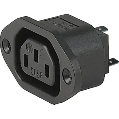 Panel socket F, 3 pole, screw mounting, plug-in connection, black, 6182.0031 - 1